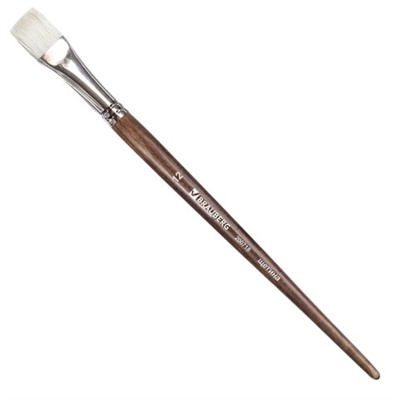 Кисть художественная профессиональная BRAUBERG ART “CLASSIC“, щетина, плоская, № 12, длинная ручка