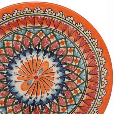 Тарелка плоская 28см оранжевая Риштанская Керамика