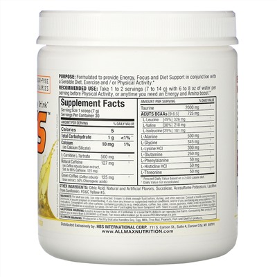 ALLMAX Nutrition, ACUTS, энергетический напиток с аминокислотами, пина колада, 210 г (7,4 унции)