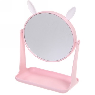 Зеркало настольное с подставкой для косметики "Beauty - Bunny", цвет розовый, 14,5*16,7см