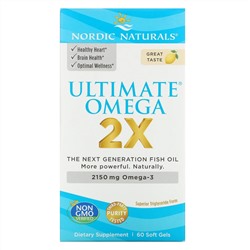 Nordic Naturals, Ultimate Omega 2X, лимон, 60 мягких таблеток