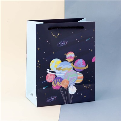 Подарочный пакет (L) "Sweet space" Many planets