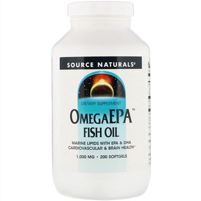 Source Naturals, рыбий жир OmegaEPA, 1000 мг, 200 капсул