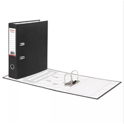 Папка-регистратор Офисмаг с арочным механизмом, покрытие из ПВХ, цвет черный, 75 мм