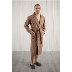 Халат мужской, шалька+кант, размер 50, цвет шоколадный, вафля
