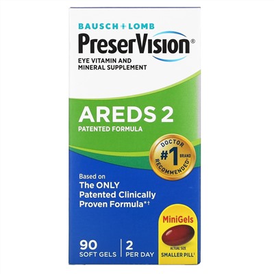 Bausch & Lomb, PreserVision, AREDS 2 Formula, 90 мягких таблеток