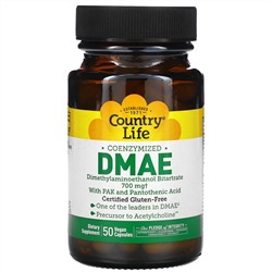 Country Life, Coenzymized DMAE, 700 mg, 50 Vegan Capsules