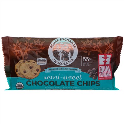 Equal Exchange, Organic, Chocolate Chips, Semi-Sweet, 55% Cacao, 10 oz (283.5 g)