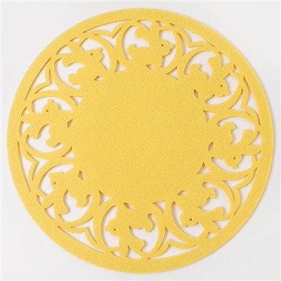 Салфетка декоративная Доляна"Пасха" цвет желтый,d 30 см, 100% п/э, фетр