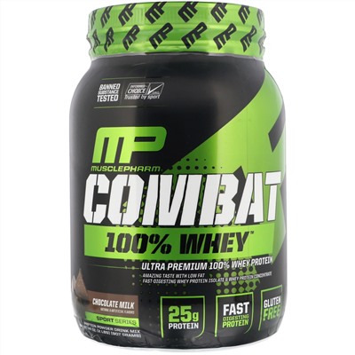 MusclePharm, Combat 100 % Whey Protein, со вкусом шоколадного молока, 907 г (2 фунта)