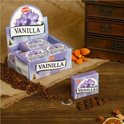 Благовония "HEM" 10 конусов Vanilla Cones