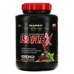 ALLMAX Nutrition, Isoflex, чистый изолят сывороточного белка (фильтрация ИСБ частицами, заряженными ионами), со вкусом шоколада и мяты, 2,27 кг (5 фунтов)