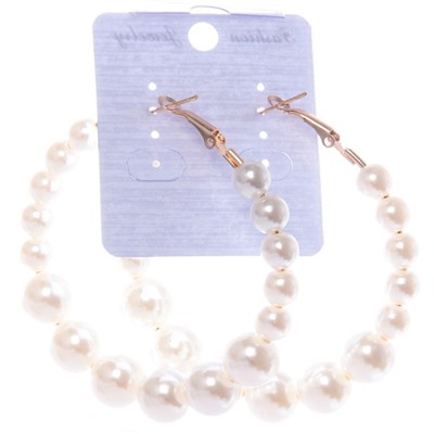 Серьги женские "Fashion Collection - Pearl", цвет белый, d-5см