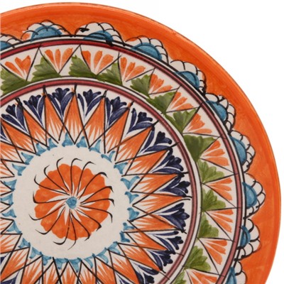 Тарелка плоская 26см оранжевая Риштанская Керамика