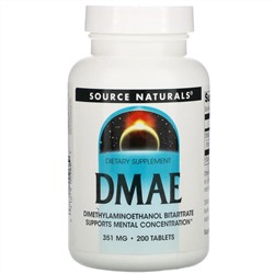 Source Naturals, ДМАЭ, 351 мг, 200 таблеток