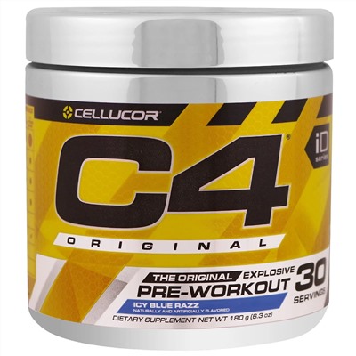 Cellucor, C4 Original для взрывной тренировки, перед тренировкой, голубой лед, 6,3 унций (180 г)