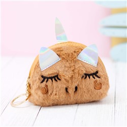 Кошелёк меховой "Sleeping catcorn", brown