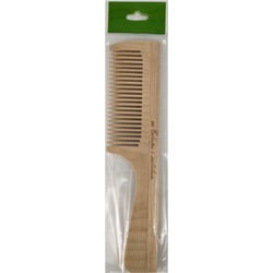Расчёска деревянная с ручкой, частые зубцы, 19,7*4,3 см, в индивидуальной упаковке с европодвесом