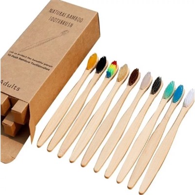 Набор зубных щеток из бамбука Bamboo АССОРТИ (10 шт.)