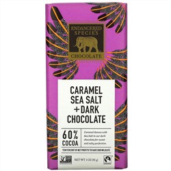 Endangered Species Chocolate, Caramel Sea Salt + Dark Chocolate, 60% Cocoa, 3 oz (85 g)