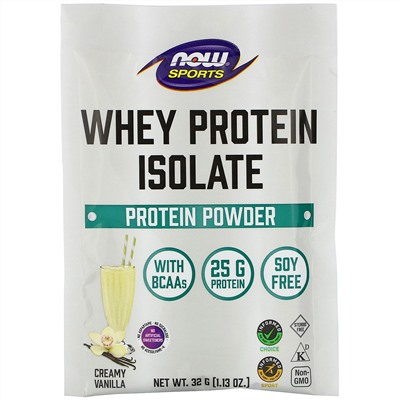 Now Foods, Sports, Whey Protein Isolate, Creamy Vanilla, 8 Packets, 1.13 oz (32 g) Each