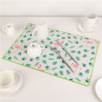 Салфетка для сушки посуды Доляна «Фламинго», 34×50 см, лён