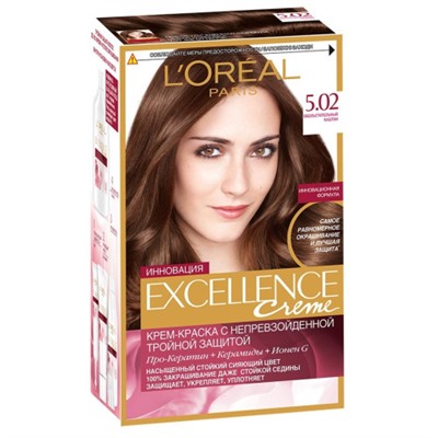Краска для волос L`Oreal (Лореаль) Excellence (Экселленс), оттенок 5.02 - Обольстительный каштан