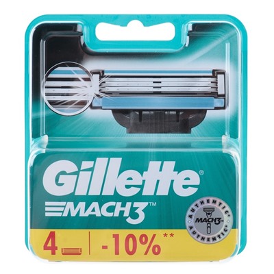 Сменные кассеты Gillette Mach3, 3 лезвия, 4 шт