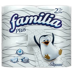 Туалетная бумага Familia (Фамилия) Plus, цвет белый, 2-слойная, 8 рулонов