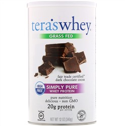 Tera's Whey, Grass Fed, Simply Pure Whey Protein, Fair Trade Dark Chocolate Cocoa, 12 oz (340 g)