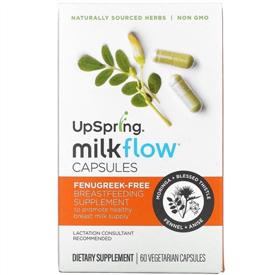 UpSpring, MilkFlow Capsules, Fenugreek-Free, 60 Vegetarian Capsules