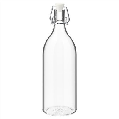 KORKEN КОРКЕН, Бутылка с пробкой, прозрачное стекло, 1 л