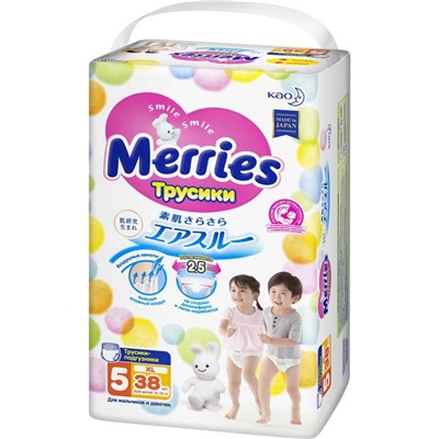 Подгузники-трусики Merries, размер XL (12-22 кг) 38 шт