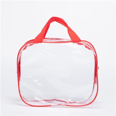 Косметичка-сумочка, отдел на молнии, с ручками, цвет красный