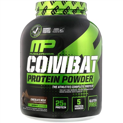 MusclePharm, Белковый порошок Combat, шоколадное молоко, 4 фунта (1814 г)