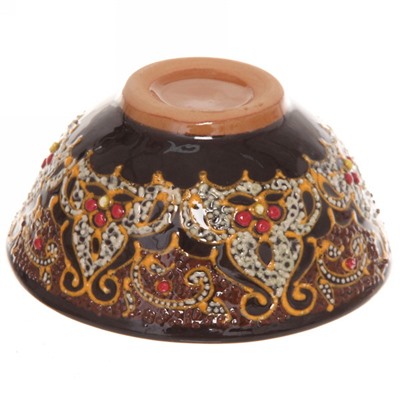 Набор чайный (блюдо, чайник, пиала 6шт) Бисер цветной Риштанская керамика