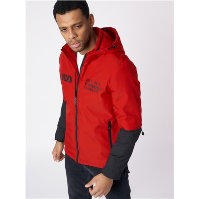 Куртка мужская с капюшоном красного цвета 88601Kr
