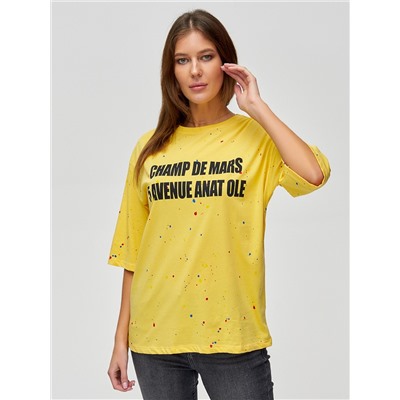 Женские футболки с надписями желтого цвета 76029J