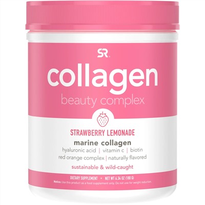 Sports Research, комплекс Collagen Beauty, морской коллаген, клубничный лимонад, 180 г (6,34 унций)