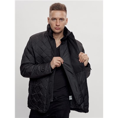 Куртка классическая с мехом мужская черного цвета 2965Ch
