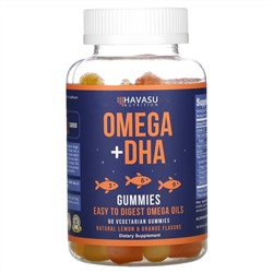 Havasu Nutrition, Omega + DHA Gummies, Natural Lemon & Orange, 60 Vegetarian Gummies