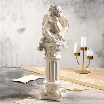 Статуэтка "Ангел на колонне" перламутровая, 53 см