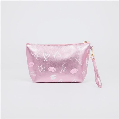 Косметичка-сумка, отдел на молнии, с ручкой, цвет розовый, «Губки»