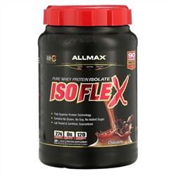 ALLMAX Nutrition, Isoflex, чистый изолят сывороточного протеина (фильтрация ИСП частицами, заряженными ионами), со вкусом шоколада, 907 г (2 фунта)