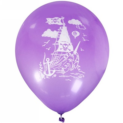 Воздушные шары 5 шт, 10"/25см "Пиратский корабль", (микс)