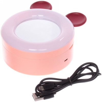 Настольная лампа складная с зеркалом "Marmalade-Чудо мишка" LED цвет розовый