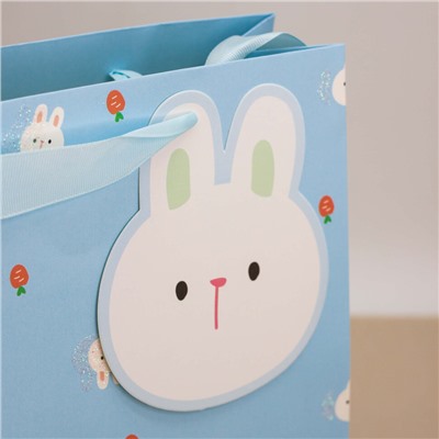 Пакет подарочный (M) "Much hare", blue (27*27*11)