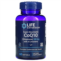 Life Extension, суперусваиваемый CoQ10, 100 мг, 60 мягких желатиновых капсул