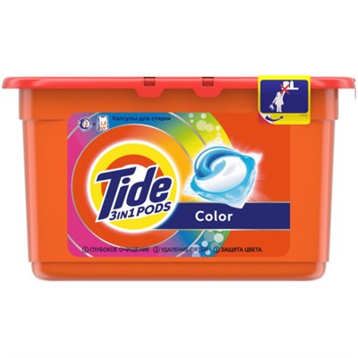 Гель для стирки в растворимых капсулах автомат Tide (Тайд) Color, 12 шт*24,8 г