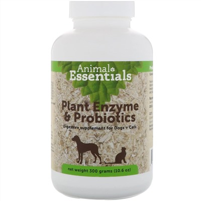 Animal Essentials, Растительные энзимы и пробиотики, Для собак и кошек, 10,6 унц. (300 г)